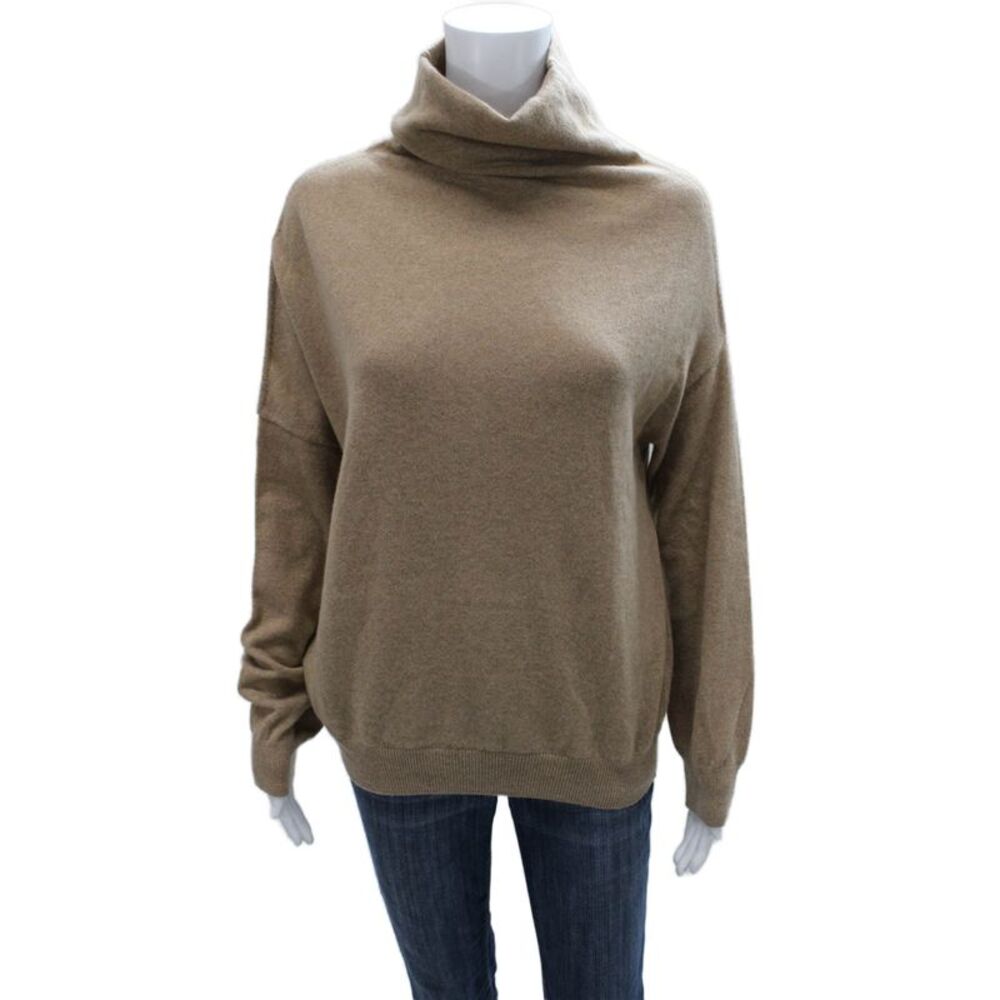 Cuyana Womens Pullover Cashmere Cowl Neck Long Sleeve Beige Size S